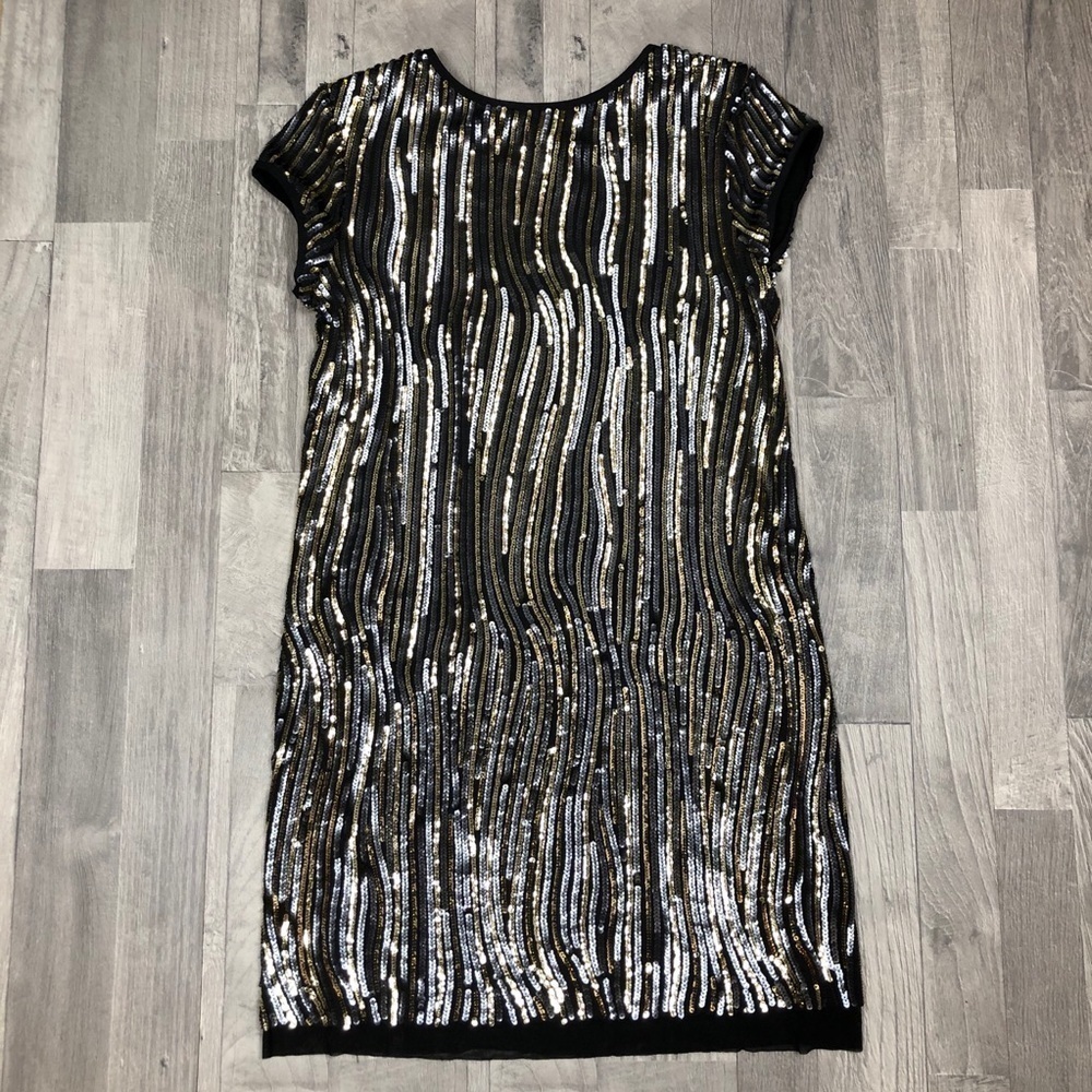 AQUA Black Sequin Mini Dress XS